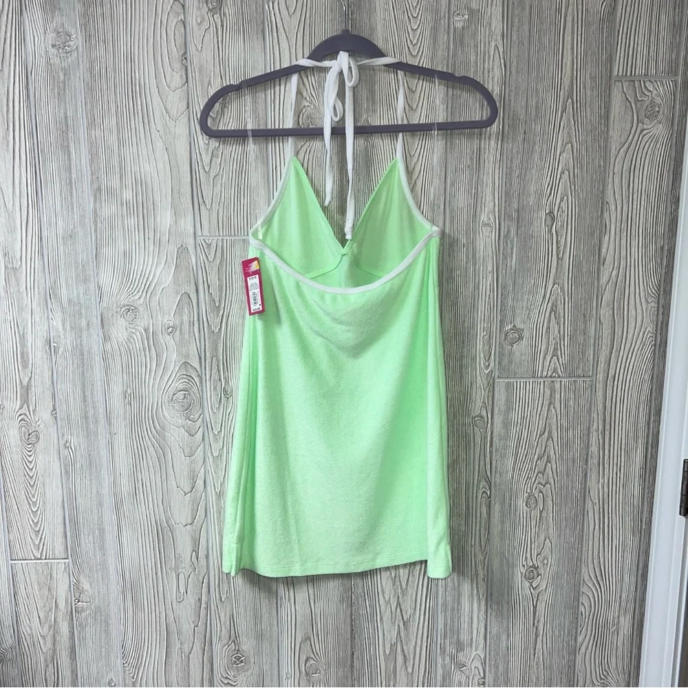 Y2K Xhilaration Junior Girls Neon Green Terry Halter Cover Up Dress size small